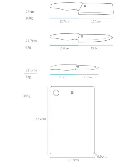 Купить Набор ножей Xiaomi Huo Hou Ceramic Knife Set 4 pcs. (HU0020)